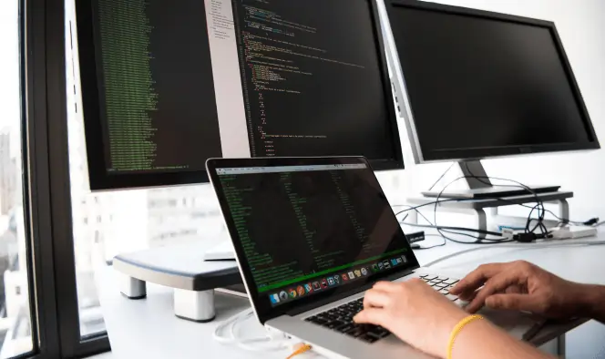 Photo of a developer's typical workspace
